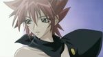  bangs bare_shoulders close-up face green_eyes grenadier hair_between_eyes looking_away lowres oomidou_setsuna red_hair screencap short_hair solo spiked_hair 