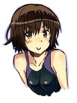  :&gt; amagami brown_eyes brown_hair competition_swimsuit nanasaki_ai one-piece_swimsuit short_hair solo swimsuit tamago_(yotsumi_works) 