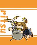  blazer brown_hair cymbals drum drum_set faceplant hairband instrument jacket k-on! katochin school_uniform short_hair skirt solo tainaka_ritsu 