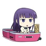  bow bowtie chibi denden for_adoption in_container long_hair open_mouth purple_eyes purple_hair school_uniform solo suitcase tsurime working!! yamada_aoi 
