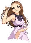  adjusting_hair brown_eyes brown_hair bunny cozy face hands idolmaster idolmaster_(classic) idolmaster_2 lips long_hair minase_iori sketch solo stuffed_animal stuffed_bunny stuffed_toy 