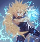  aura blonde_hair dragon_ball dragon_ball_z gloves green_eyes katsutake long_hair male_focus muscle solo spiked_hair super_saiyan super_saiyan_3 vegeta 