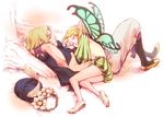  blonde_hair braid couple fairy flower hair hat ingway ingway_(odin_sphere) long_hair lying mercedes odin_sphere pointy_ears short short_hair sleeping tree wings 