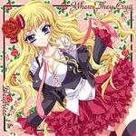  bad_id bad_pixiv_id beatrice blonde_hair blue_eyes flower fukai_masa hair_flower hair_ornament jacket long_hair necktie pants pink_neckwear rose skirt solo thighhighs umineko_no_naku_koro_ni zettai_ryouiki 