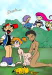  ash_ketchum brock escoria james jessie meowth misty nintendo pikachu pokemon team_rocket wobbuffet 