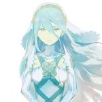  aisutabetao aqua_(fire_emblem_if) blue_hair crying fire_emblem fire_emblem_if looking_at_viewer simple_background smile solo tears white_background yellow_eyes 