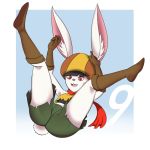  2018 anthro breasts clothed clothing dragon_ball dragon_ball_super eyelashes female fur gloves hat kinglikeme lagomorph looking_at_viewer mammal open_mouth rabbit red_eyes scarf simple_background small_breasts smile solo sorrel_(dragon_ball) white_fur 