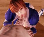  1boy 1girl 3d breasts dead_or_alive fellatio female gauntlets kasumi_(doa) kote looking_at_viewer male male_pov mrstranger open_clothes open_shirt oral orange_eyes orange_hair penis pov red_hair wafuku 