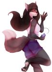  2017 5_fingers anthro barefoot black_hair breasts brown_eyes canine clothed clothing digital_media_(artwork) eyebrows eyelashes female hair kristiana_puff mammal purple_eyes solo wolf 