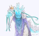  5_fingers anthro beard clothing dragon eastern_dragon facial_hair green_eyes hair kemono long_hair looking_at_viewer male mature_male old scalie sirokitten2 smile solo white_hair とらキトン 