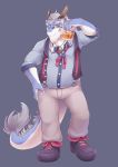  alcohol anthro beard belly beverage blue_eyes claws clothing dragon facial_hair horn kemono looking_at_viewer male mature_male old sirokitten2 とらキトン 