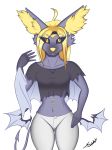  2018 anthro bat blonde_hair clothed clothing digital_media_(artwork) female fur hair invalid_tag letfurry1t mammal open_mouth panting simple_background smile solo wings 