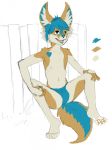  2017 blue_eyes canine clothing fox hexxy male mammal navel nipples open_mouth solo underwear 
