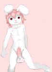  2012 balls hair hexxy lagomorph male mammal navel nipples penis pink_hair rabbit red_eyes solo young 