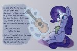  2017 blue_eyes crying cutie_mark english_text equine female feral friendship_is_magic guitar hair heir-of-rick horn lyrics magic mammal musical_instrument my_little_pony purple_hair rarity_(mlp) solo sweetie_belle_(mlp) tears text unicorn 