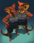  anthro athletic breasts clothed clothing cobra duo female forked_tongue jungabeast looking_at_viewer muscular reptile scales scalie shirt shorts sibling snake tank_top tongue twins 