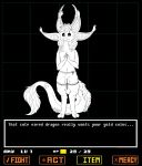  2015 anthro clothed clothing digital_media_(artwork) digitigrade dragon english_text fur furred_dragon hair male mirroid mirroidal multi_ear parody partially_clothed pixel_(artwork) sairlan_(mirroidal) shorts simple_background smile solo text topless undertale video_games 