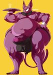  2018 anthro balls belly big_balls big_penis cat champa clothing dragon_ball dragon_ball_super ear_piercing erection feline glass hi_res male mammal nipples overweight overweight_male penis piercing simple_background smile solo thick_thighs vhsdaii waiter wide_hips 