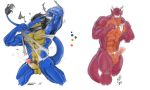  2009 abs armpit_hair balls beastlybahamut blue_body clothing cum dragon erection male muscular muscular_male navel nipples penis pubes ragnarokdragon scalie simple_background sketch solo torn_clothing white_background 