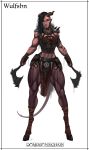  armor axe blood breasts broken_horn cleavage clothed clothing demon female hooves horn humanoid lucien melee_weapon piercing solo unconvincing_armor weapon 
