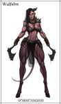  2018 armor axe blood breasts broken_horn cleavage clothed clothing demon female hooves horn humanoid light_armor lucien melee_weapon piercing solo unconvincing_armor weapon 