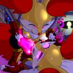  bluebean braixen breasts cowgirl_position crossgender domination erection female female_domination forced hypnosis japanese_text mind_control nintendo nipples on_top penis pok&eacute;mon pok&eacute;mon_(species) rape selfcest sex square_crossover sweat tears text video_games 