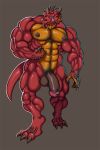  anthro balls big_muscles claws dragon ear_piercing horn hyper hyper_muscles male muscular navel penis piercing ragnarokdragon 