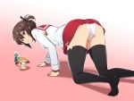  1girl ass blush brown_eyes brown_hair etou_kanami gabayo panties skirt toji_no_miko underwear upskirt white_panties 