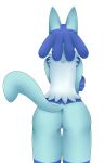  1girl alternate_color animal_ears ass cowboy_shot female from_behind furry gen_4_pokemon hand_up highres holding_arm lucario maypul_syrup no_humans pokemon pokemon_(creature) pussy solo standing tail transparent_background uncensored wolf_ears 