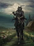  2018 akineza anthro blue_eyes canine cloud digital_media_(artwork) equine horse male mammal rakan scar were werewolf wolf 