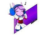  anthro clothed clothing dragon eyes_closed female freedom_planet freedom_planet_2 hair headphones horn kenjikanzaki05 long_hair purple_hair sash_lilac solo text video_games 