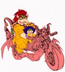  amazing blue_hair bowser claws crossed_arms elcoronel hair horn koopa koopaling looking_at_viewer ludwig_von_koopa male mario_bros motorcycle muscular nintendo red_hair scalie sharp_teeth shell spikes teeth vehicle video_games 