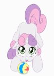  2018 animated ball blinking dstears equine eyelashes female feral friendship_is_magic green_eyes hair horn looking_at_viewer mammal multicolored_hair multicolored_tail my_little_pony simple_background solo sweetie_belle_(mlp) tailwag tongue tongue_out two_tone_hair unicorn white_background young 