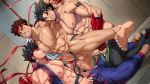  3boys abs anal ass ass_juice bara barefoot black_hair blush brown_hair crossover cum cum_in_ass cum_while_penetrated cumdrip ejaculation erection feet gloves group_sex handjob headband kazama_jin mazjojo multiple_boys muscle nipples nude orgasm pecs penetration penis penis_grab pubic_hair ryuu_(street_fighter) sex street_fighter sweat tattoo tekken testicles threesome toes torn_clothes uncensored virtua_fighter yaoi yuki_akira 