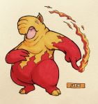  2016 2_toes 3_fingers alternate_color ambiguous_gender anthro belly biped black_eyes claws drowzee english_text fak&eacute;mon featureless_crotch fire firefightdex front_view full-length_portrait hand_on_stomach hatching_(technique) hi_res looking_at_viewer magic_user mammal marker_(artwork) mfanjul mixed_media multicolored_skin nintendo nude open_mouth orange_claws orange_skin overweight overweight_ambiguous pen_(artwork) pink_tongue pointing pok&eacute;mon pok&eacute;mon_(species) portrait red_skin shadow simple_background solo standing text toe_claws toes tongue toony traditional_media_(artwork) trunk two_tone_skin video_games white_background 