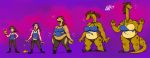  anthro belly big_belly big_breasts breasts brown_hair clothed clothing digital_media_(artwork) dinosaur dizzy_demon female hair human lara_croft mammal open_mouth overweight reptile saltasaurus sauropod scalie simple_background tomb_raider torn_clothing transformation treasure weight_gain 
