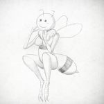  abdomen arthropod bee blush female insect monochrome solo unknown_artist wings 