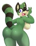  2017 4_fingers acstlu alpha_channel anthro big_breasts big_butt biped black_fur black_nose blue_eyes breasts butt eyelashes female ferret fluffy fluffy_tail fur green_fur grin happy head_tuft humanoid_hands hybrid looking_at_viewer looking_back mammal maypul multicolored_fur multicolored_tail mustelid nude one_eye_closed open_mouth open_smile pinup portrait pose procyonid raccoon raised_tail rear_view rivals_of_aether side_boob simple_background smile snout solo standing striped_fur stripes tan_fur thick_thighs three-quarter_portrait tongue transparent_background tuft two_tone_tail video_games voluptuous wide_hips wink 