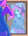  anthro bat_pony chroma_wave clothing equine eyeshadow fan_character floating_wings friendship_is_magic girly hat hoodie horn lipstick makeup male mammal mirror my_little_pony neekophobia reflection skirt solo winged_unicorn wings 