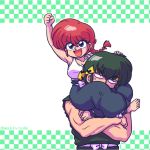  1boy 1girl blue_eyes braid genderswap genderswap_(mtf) hibiki_ryouga open_mouth ranma-chan ranma_1/2 red_hair saotome_ranma single_braid wantan-orz 