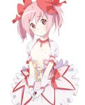  bad_id bad_pixiv_id breasts breasts_outside bubble_skirt choker commentary_request dress gloves hair_ribbon head_tilt kaname_madoka looking_at_viewer magical_girl mahou_shoujo_madoka_magica nipples parted_lips partially_unbuttoned pink_eyes pink_hair pink_ribbon ribbon senjitsu_musou short_hair short_twintails simple_background skirt small_breasts solo twintails white_background white_gloves 