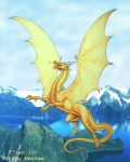  claws cloud dragon f&#039;lar_(character) flying forked_tongue johnny_marten scalie sky solo tongue western_dragon wings 