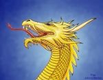  dragon f&#039;lar_(character) forked_tongue headshot_portrait johnny_marten portrait scalie solo tongue western_dragon 