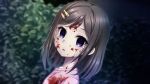  1girl black_hair blood creepy crying empty_eyes grand_guignol_no_yoru looking_at_viewer night outdoors tears tinkerbell 