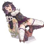  blush boots fire_emblem fire_emblem:_kakusei fire_emblem_heroes furrowed_eyebrows highres jaegan mamkute mark_(female)_(fire_emblem) mark_(fire_emblem) multiple_girls nono_(fire_emblem) nose_blush open_mouth panties tearing_up thigh_boots thighhighs trembling underwear wavy_hair white_background wrestling 