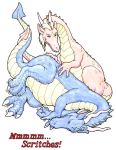  claws dragon duo happy helvetica_(artist) horn scalie scratch 