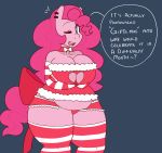  2015 anthro anthrofied big_breasts breasts cleavage clothed clothing earth_pony english_text equine female friendship_is_magic hi_res horse mammal my_little_pony one_eye_closed pinkie_pie_(mlp) pony slightly_chubby solo somescrub text wink 
