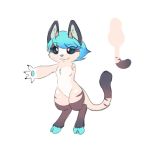  2017 4_fingers alien bangs black_claws blue_eyes blue_nose cheek_tuft chest_tuft claws colored_sketch cyan_hair cyan_pawpads dawn_(solosandwich) digital_drawing_(artwork) digital_media_(artwork) dipstick_tail disney experiment_(species) eyelashes fan_character female fur hair hooves horn inner_ear_fluff lilo_and_stitch model_sheet multicolored_hair multicolored_tail pawpads simple_background smile solo solosandwich standing tan_fur tuft two_tone_hair white_background 