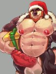  2017 abs anthro armpit_hair balls barazoku beard big_balls big_penis body_hair canine chest_hair christmas cursedmarked dog erection facial_hair gift hair hat holidays husky hybrid kogenta_blackfang looking_at_viewer male mammal musclegut muscular muscular_male navel nipples orange_hair pecs penis santa_hat simple_background solo standing uncut vein veiny_penis wolf 