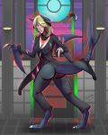  anthro beingobscene blonde_hair breasts butt claws cleavage clothed clothing cynthia_(pok&eacute;mon) digitigrade dragon female fin garchomp green_eyes hair human mammal nintendo nipple_bulge pok&eacute;ball pok&eacute;mon pok&eacute;mon_(species) scalie solo spikes tail_fin tight_clothing torn_clothing transformation video_games 